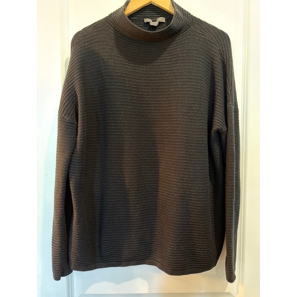 French Connection Black Ribbed Mock Neck Sweater Medium Oversized Knit